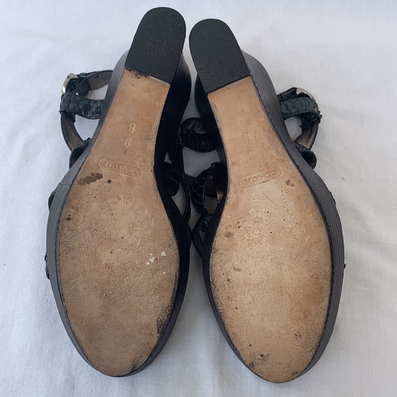 Coach Mallorie Black Wedge Platform Gladiator sandals Sz9 - Picture 10 of 14